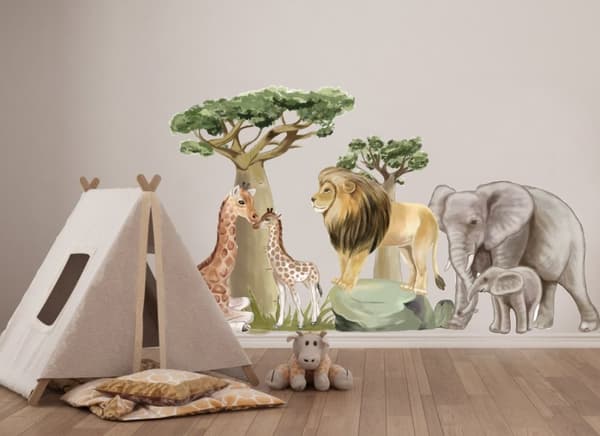 Veggklistremerke - Savannah Safari dyr