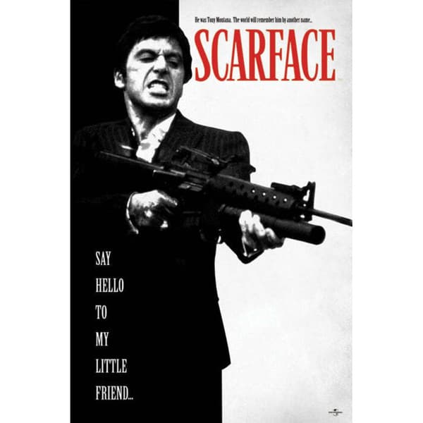 Scarface Say Hello To My Little Friend Poster Black/Red/Off White One Size