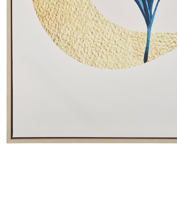 Billedvæg Lærred Beige Blå MDF 63 x 93 cm med Botanisk Mønster Blomst Kunst Stue over Sofa Indretning Soveværelse Væg Maleri over Seng Design