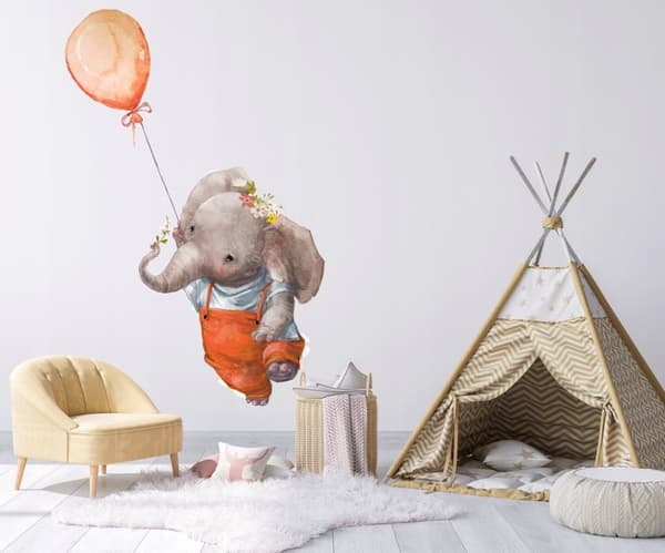 Wallsticker - Elefant med ballon
