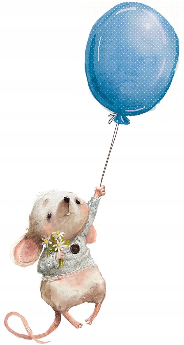 Veggklistremerke - Mus med ballong