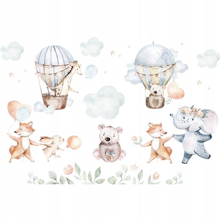 Väggdekal - Boho djur med ballonger