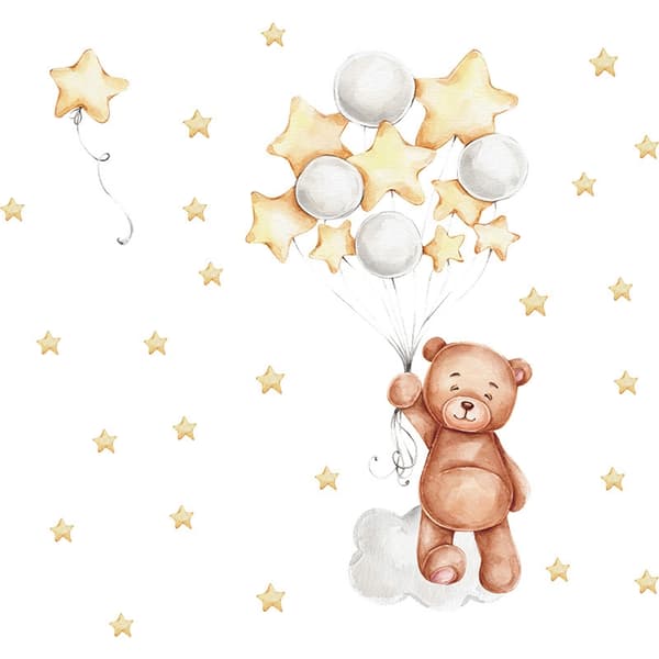 Wallsticker - Bjørn med balloner