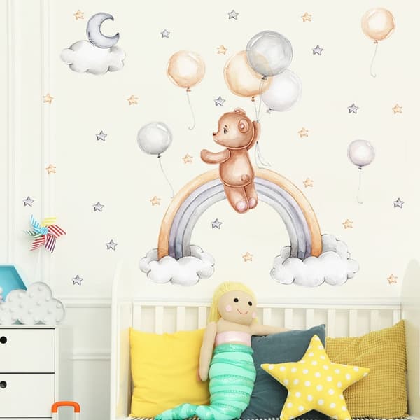 Wallsticker - Bjørn og regnbue