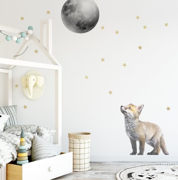 Väggdekal - Little Fox and the Moon Set