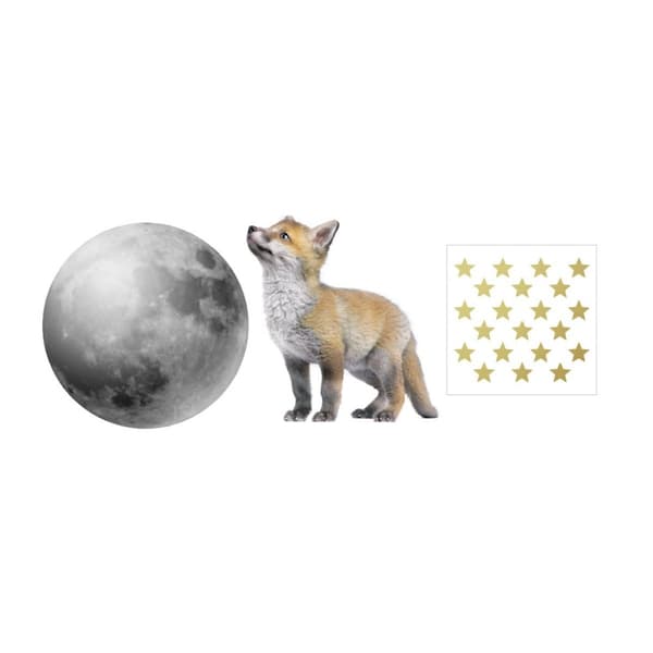 Väggdekal - Little Fox and the Moon Set