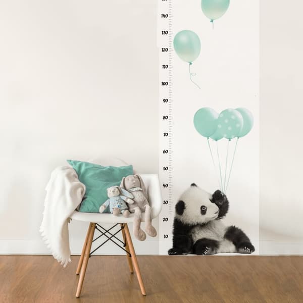 Veggklistremerke - Panda med mynteballonger / Høydemål