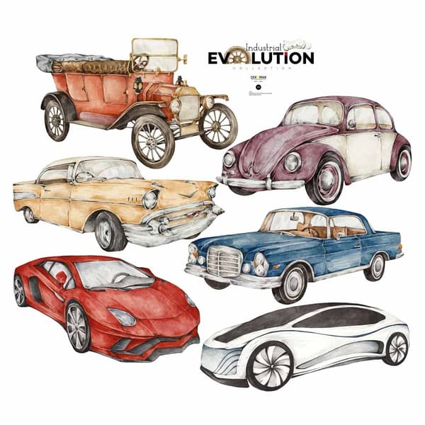 Wallsticker - Bilernes historie / Industriel Evolution