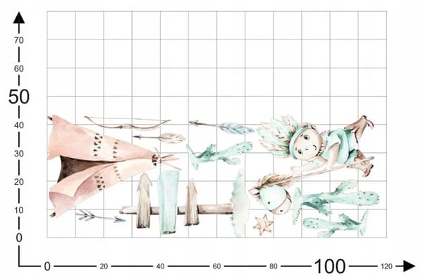 Wallsticker - Indisk tipi 3 / Kaktus