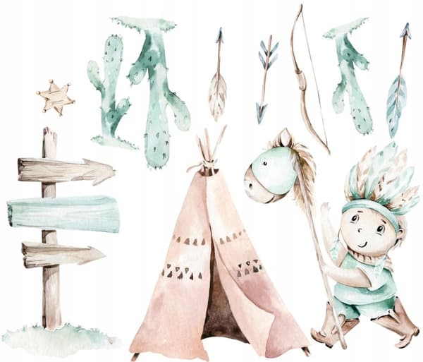 Wallsticker - Indisk tipi 3 / Kaktus