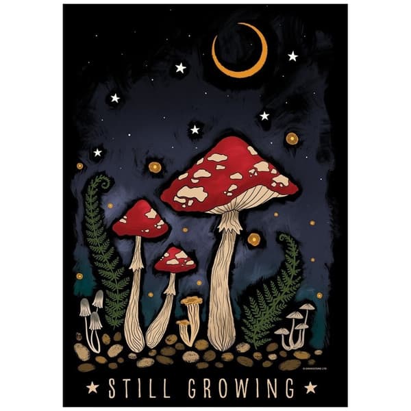 Grindstore Still Growing Mushrooms Poster Grey/Cream/Red One Size