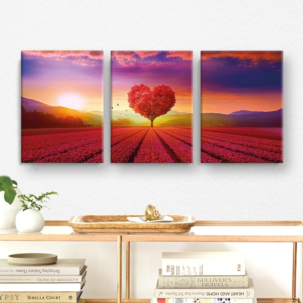 Tavla / Canvastavla Set - Kärlek- Hjärta - 90x42 cm - Canvas
