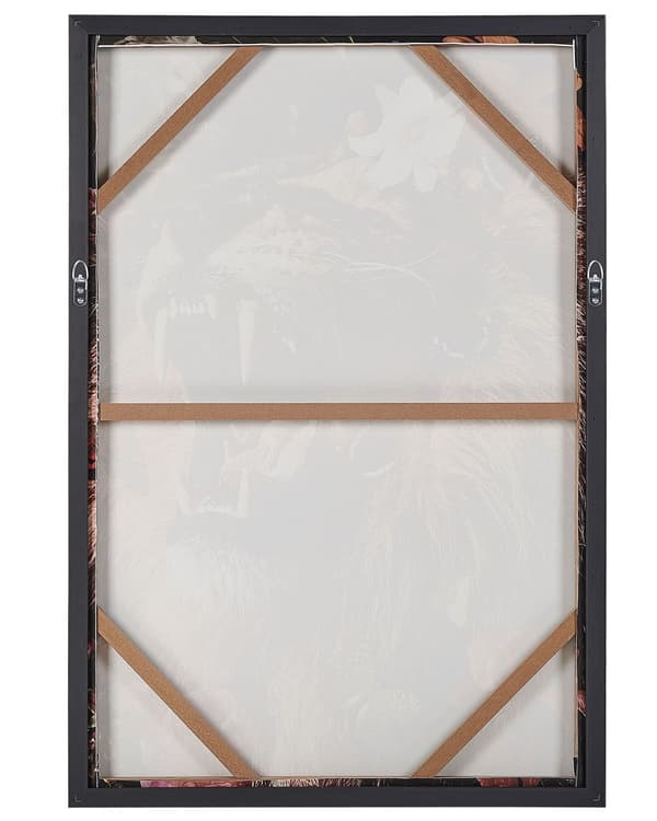 Indrammet Vægbillede med Løve Motiv Multifarvet 63 x 93 cm