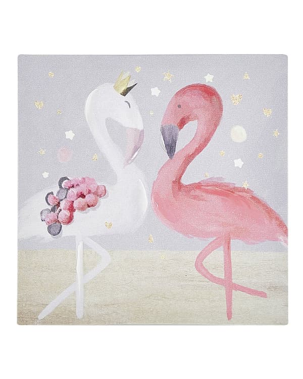 Canvas-taulusetti vaaleanpunainen/harmaa 30 x 30 cm yksisarvinen flamingo 3 kpl