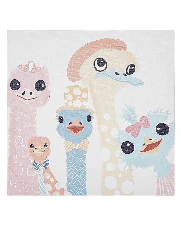 Canvas-taulusetti monivärinen 30 x 30 cm strutsi laama kirahvi eläinkuva 3 kpl