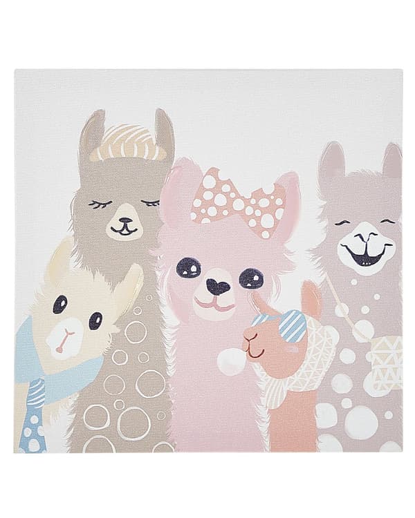 Canvas-taulusetti monivärinen 30 x 30 cm strutsi laama kirahvi eläinkuva 3 kpl