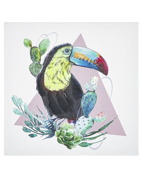 Canvas-taulusetti monivärinen 30 x 30 cm pöllö flamingo tukaani lintukuva 3 kpl