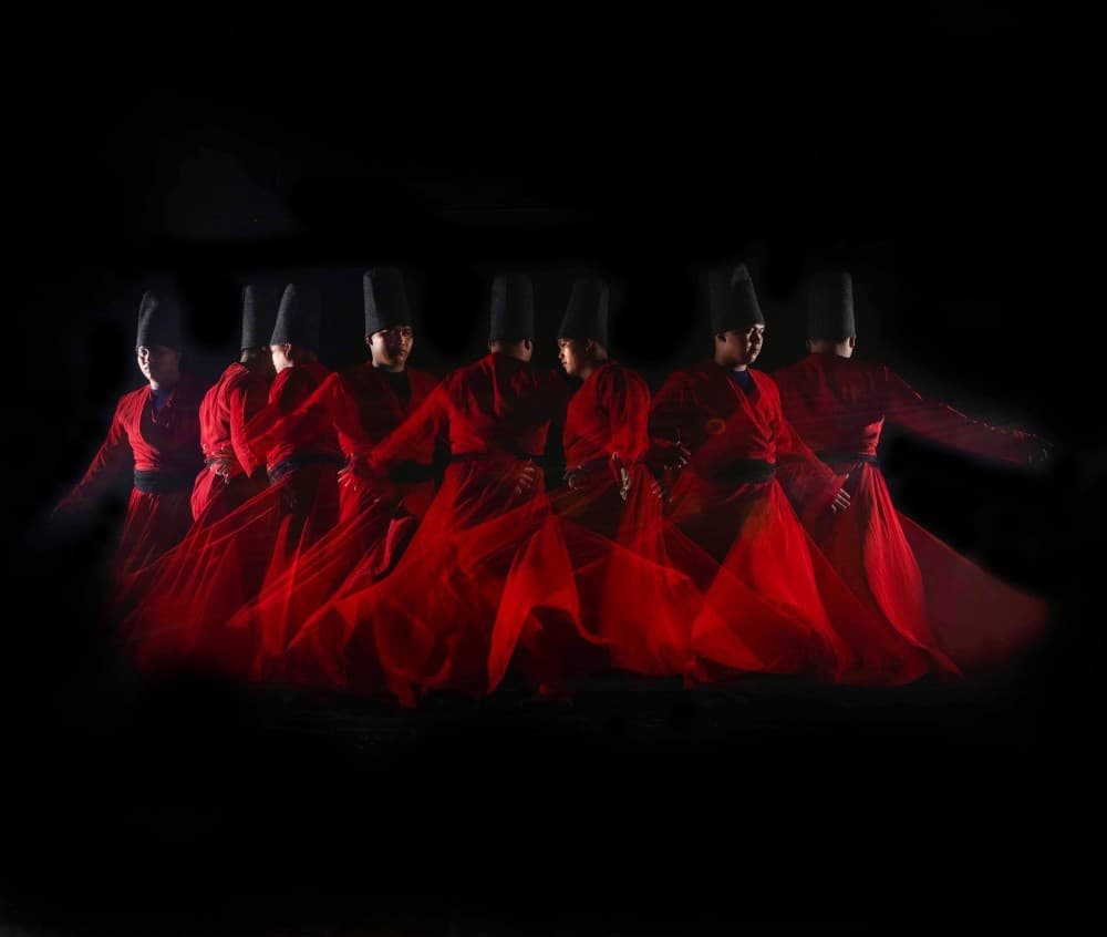 Sufi Dancers In Red Poster