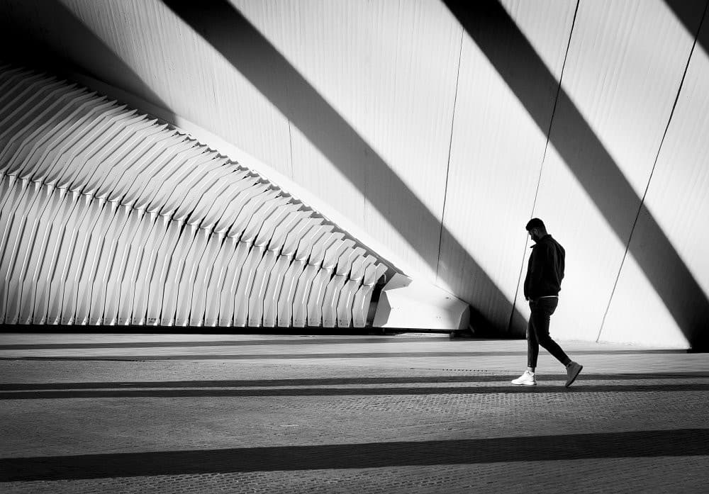 Meditating Between Lines And Shadows Poster