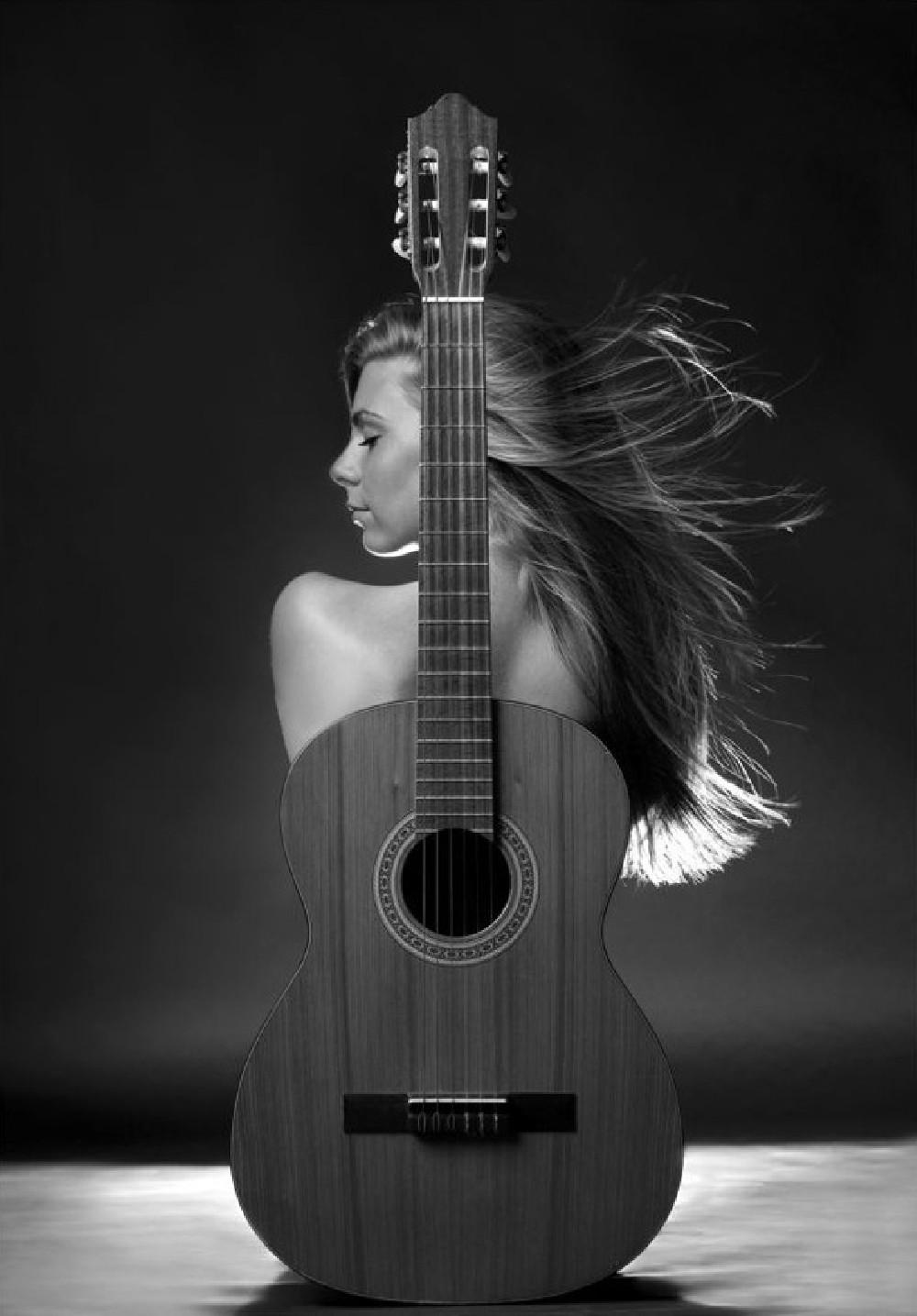 Girl With Guitar Poster