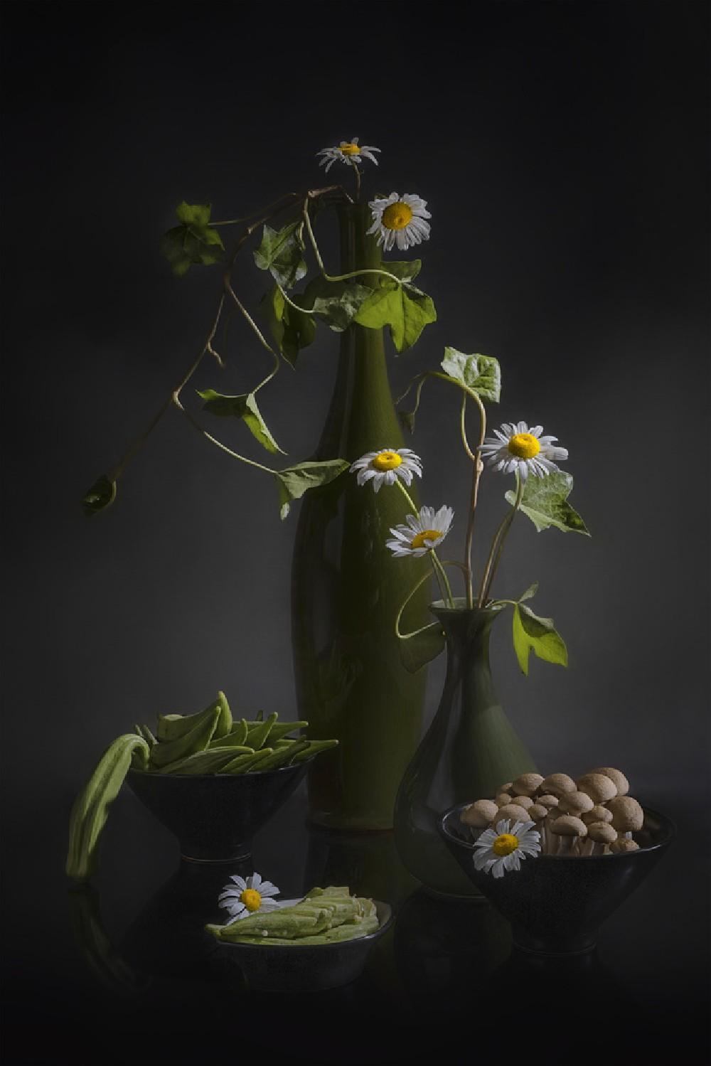 Daisy, Okra And Mushroom Poster
