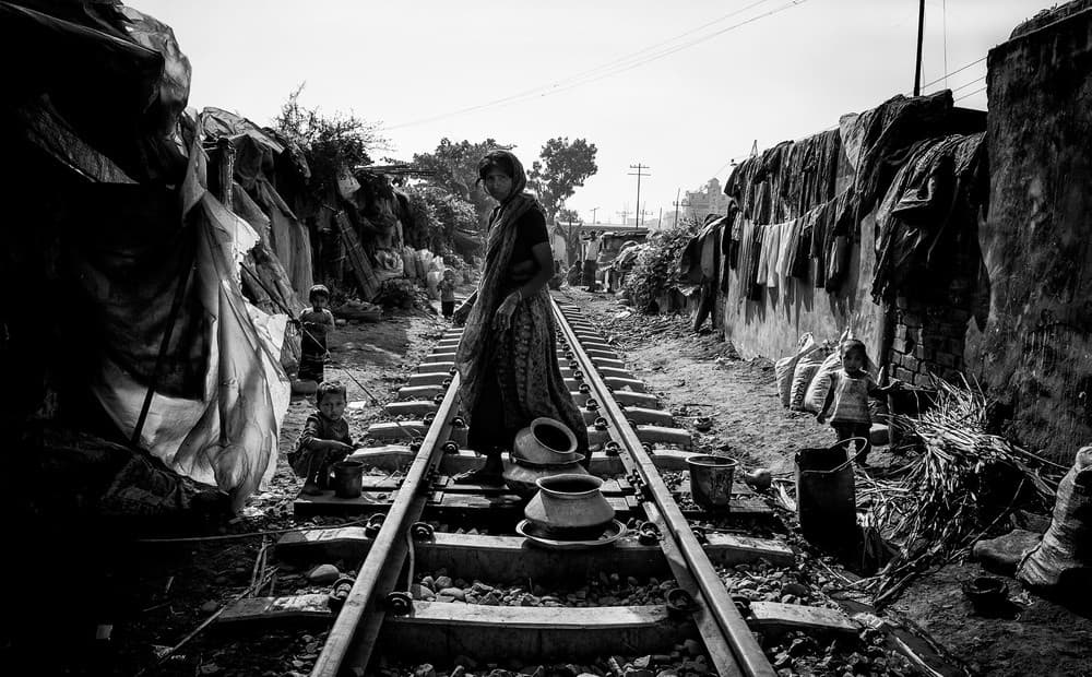 A Scene Of Life On The Train Tracks - Bangladesh Poster