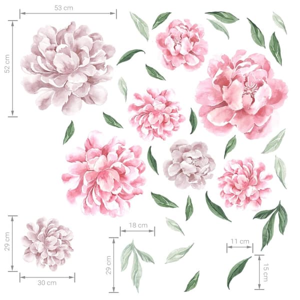 Veggklistremerke - Peoner / Rosa