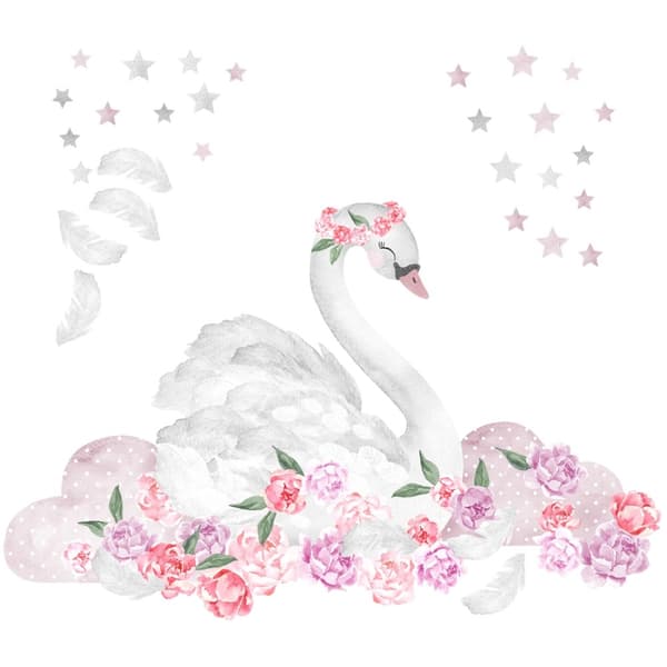 Veggklistremerke - Svane / Rosa