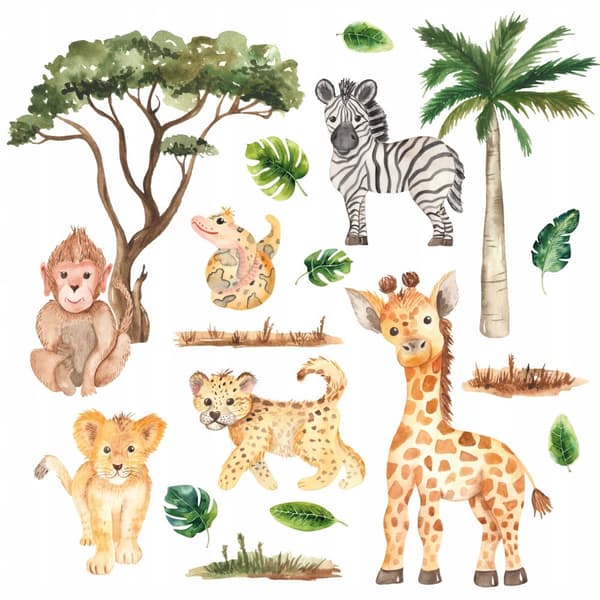 Veggklistremerke - Safari dyr