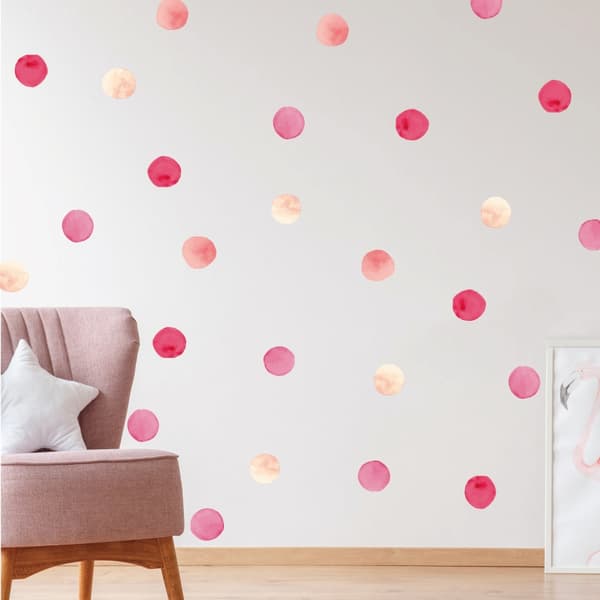 Veggklistremerke - Polka Prikker / Rosa