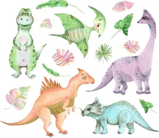 Veggklistremerke - Dinosaurer og blader / 02