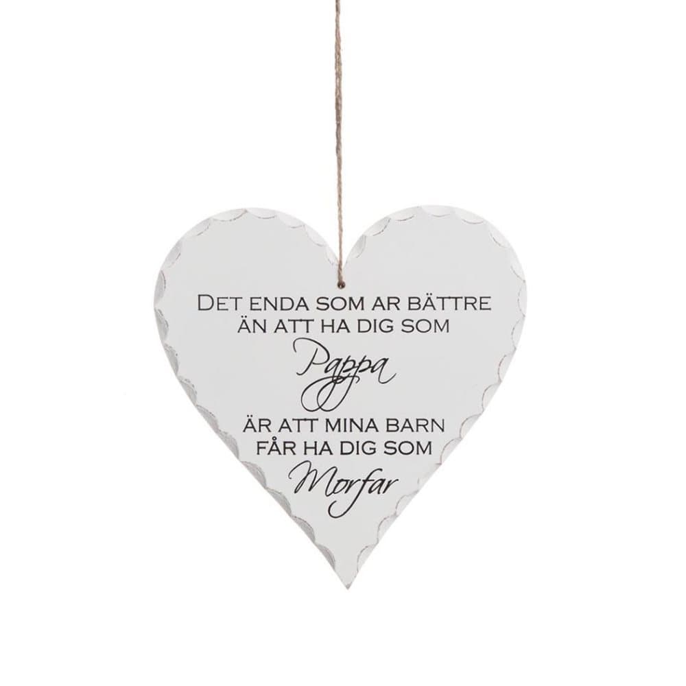 Hängande hjärta 20 cm Pappa - Morfar