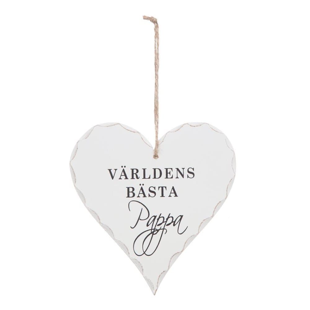 Hjärta Världens bästa Pappa Vitt 15 cm