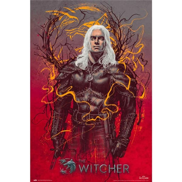 The Witcher Geralt-plakat Brown/Red/Yellow 61cm x 91cm