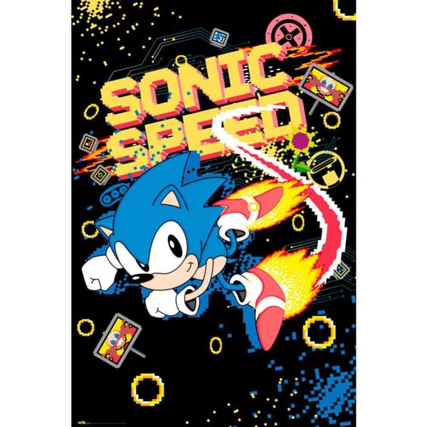 Sonic The Hedgehog Plakat Black/Blue/Yellow 61cm x 91cm