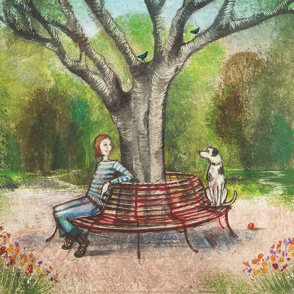 Joe Ramm A Roundabout Conversation Poster Green/Brown/Red 30cm x 30cm