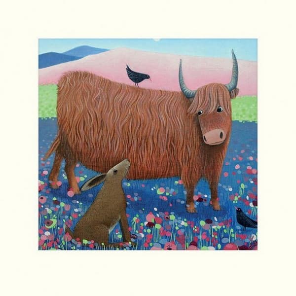 Ailsa Black Hearty Hare Print Blue/Brown/Black 40cm x 40cm