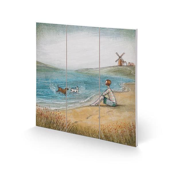 Joe Ramm High Jinks Square Wood Print Brown/Blue 30cm x 30cm