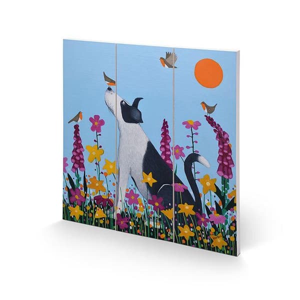 Ailsa Black Bestie To The Birdies Square Wood Print Multicoloured 30cm x 30cm