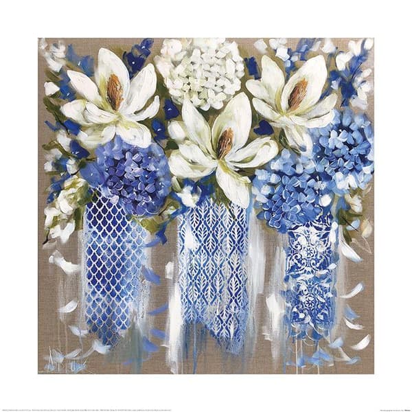 Amanda Brooks Perfumed Spring Poster Blue/White/Brown 40cm x 40cm