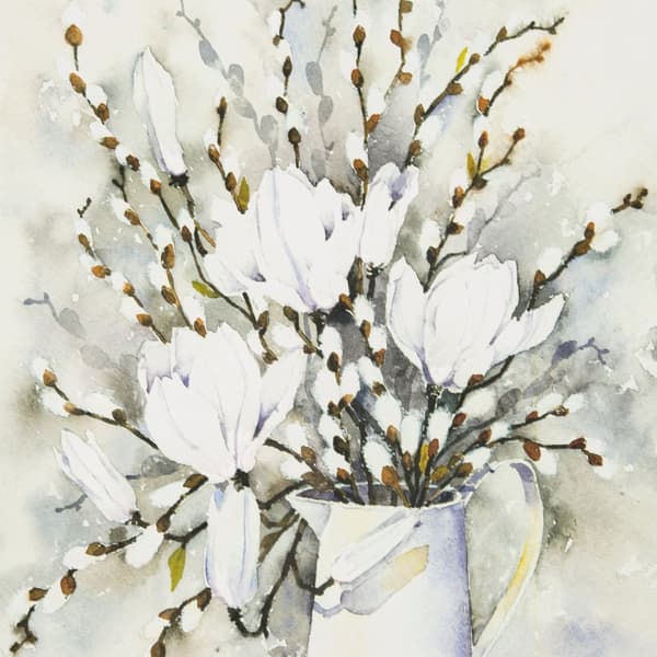 Laura Ashley - Tryk i ramme - Pussy Willow in Vase - 50x40cm