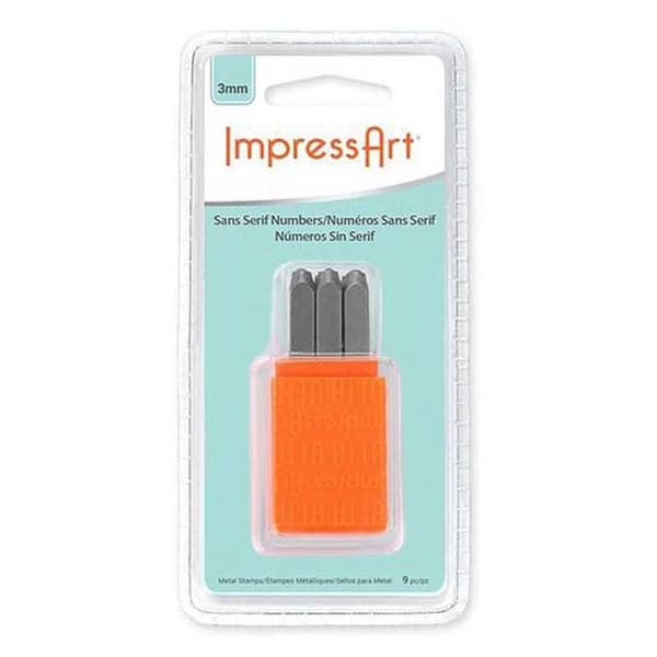 Sans Serif embossing stämplar 3 mm - IMPRESSART - Box med 9 - För barn från 4 år