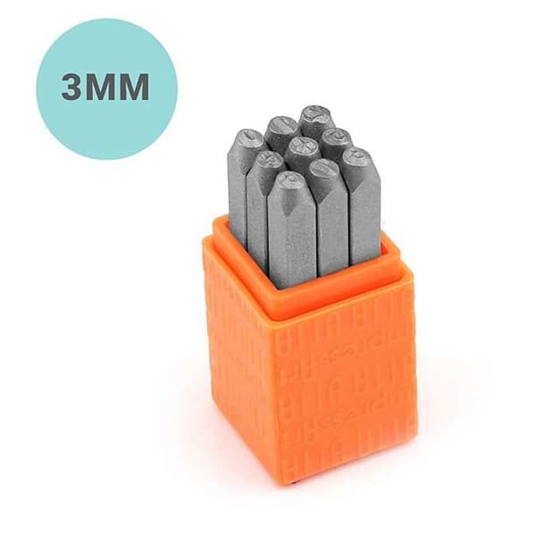 Sans Serif embossing stämplar 3 mm - IMPRESSART - Box med 9 - För barn från 4 år