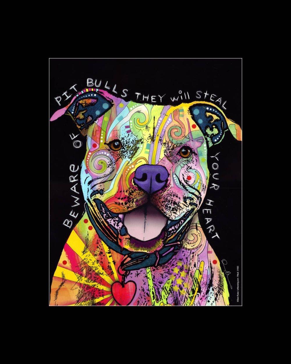 Pitbull -Mattade tryck konstverk av Dean Russo 40x50cm