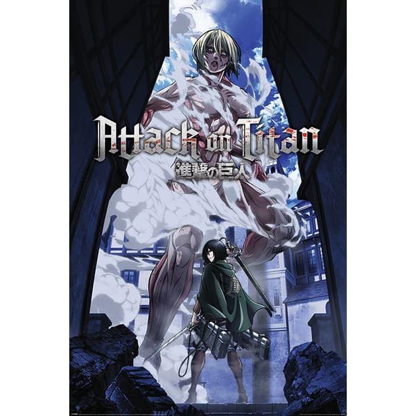 Attack on Titan Female Titan Poster Blue/Grey/Green One Size