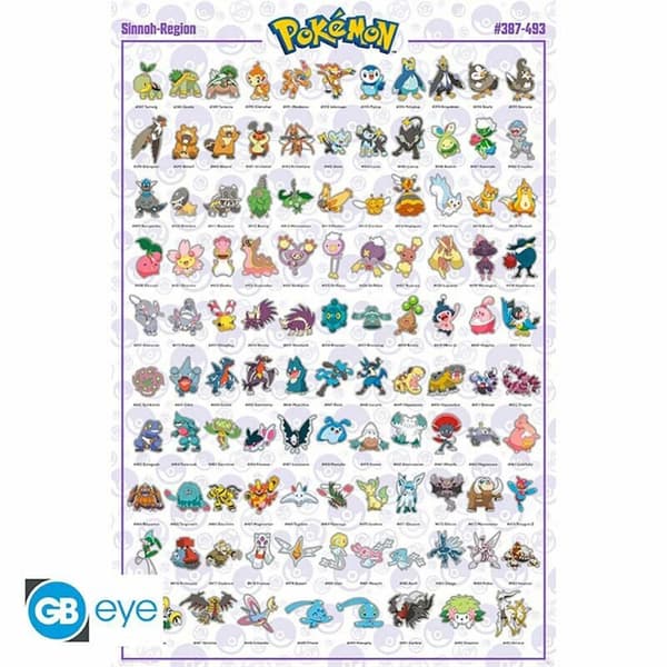 Pokemon Sinnoh-plakat Multicoloured 91cm x 61cm