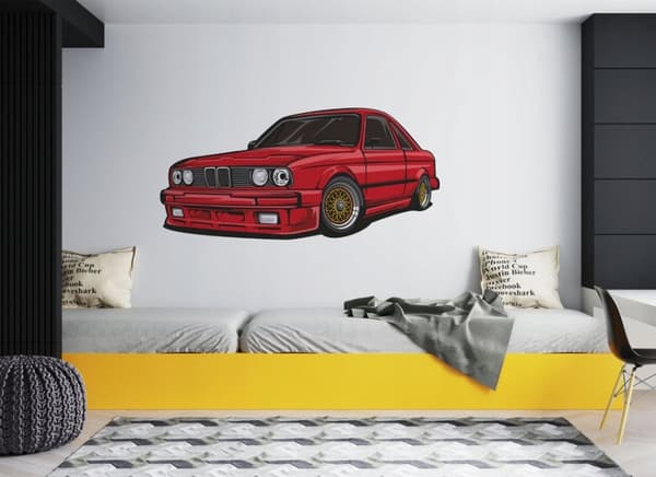 Veggklistremerke - BMW retro bil