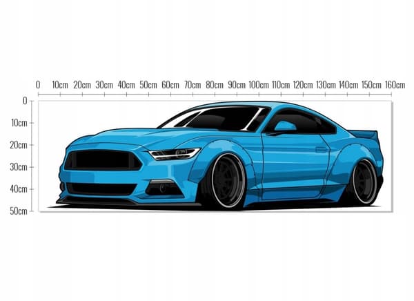 Veggklistremerke - Ford Mustang / Blå