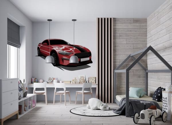 Wallsticker - Ford Mustang / Rød