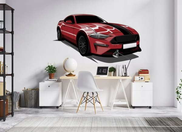 Wallsticker - Ford Mustang / Rød